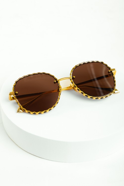 Sixdo Gold Round Frame Sunglasses